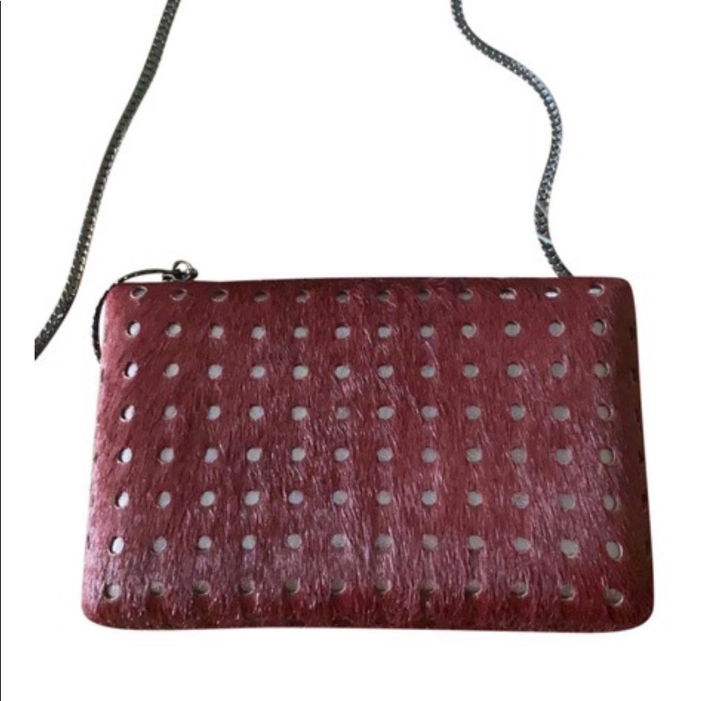 NWT Vince Camuto burgundy/dark gray clutch